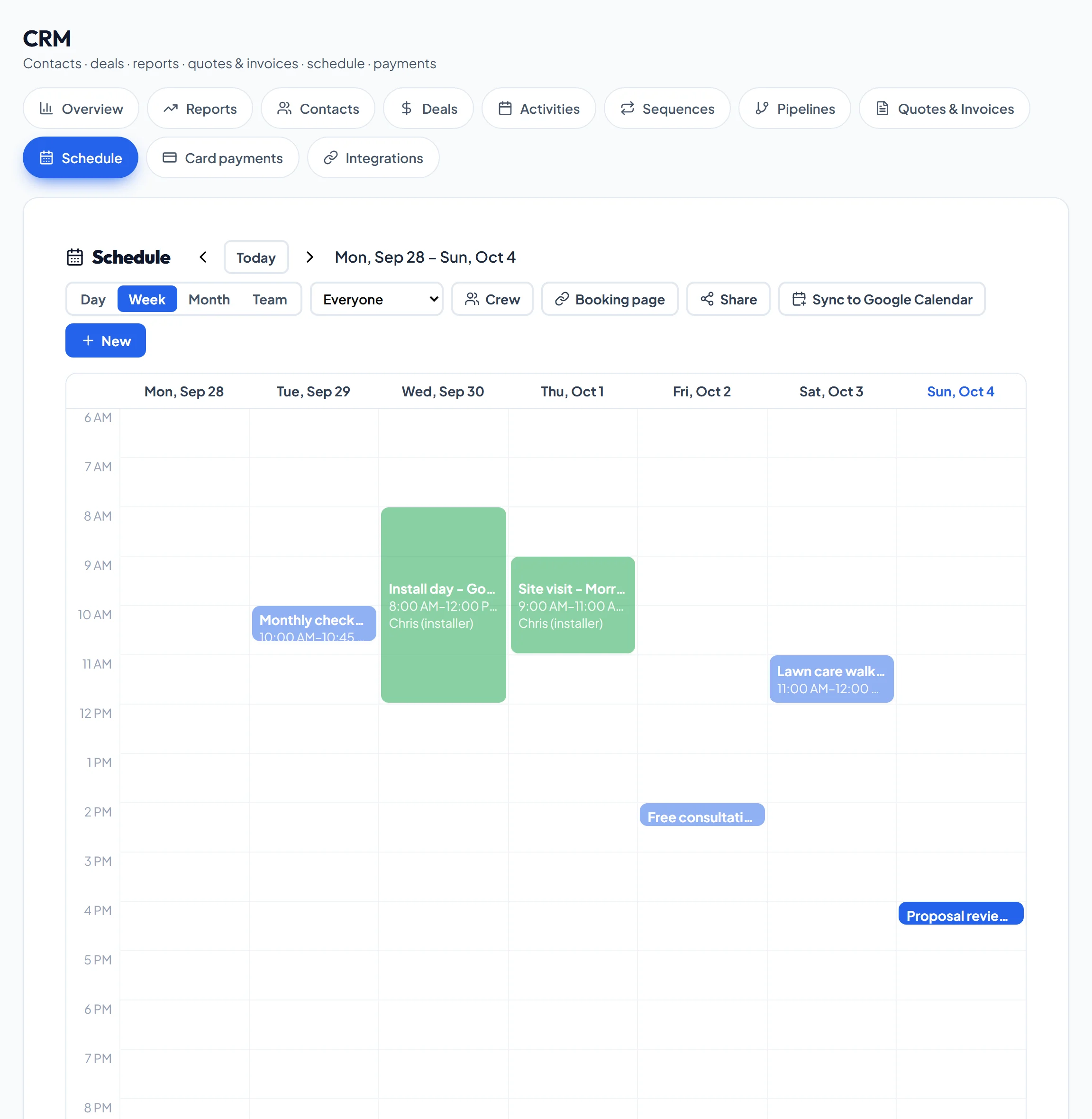 Your calendar, your crew and a booking page