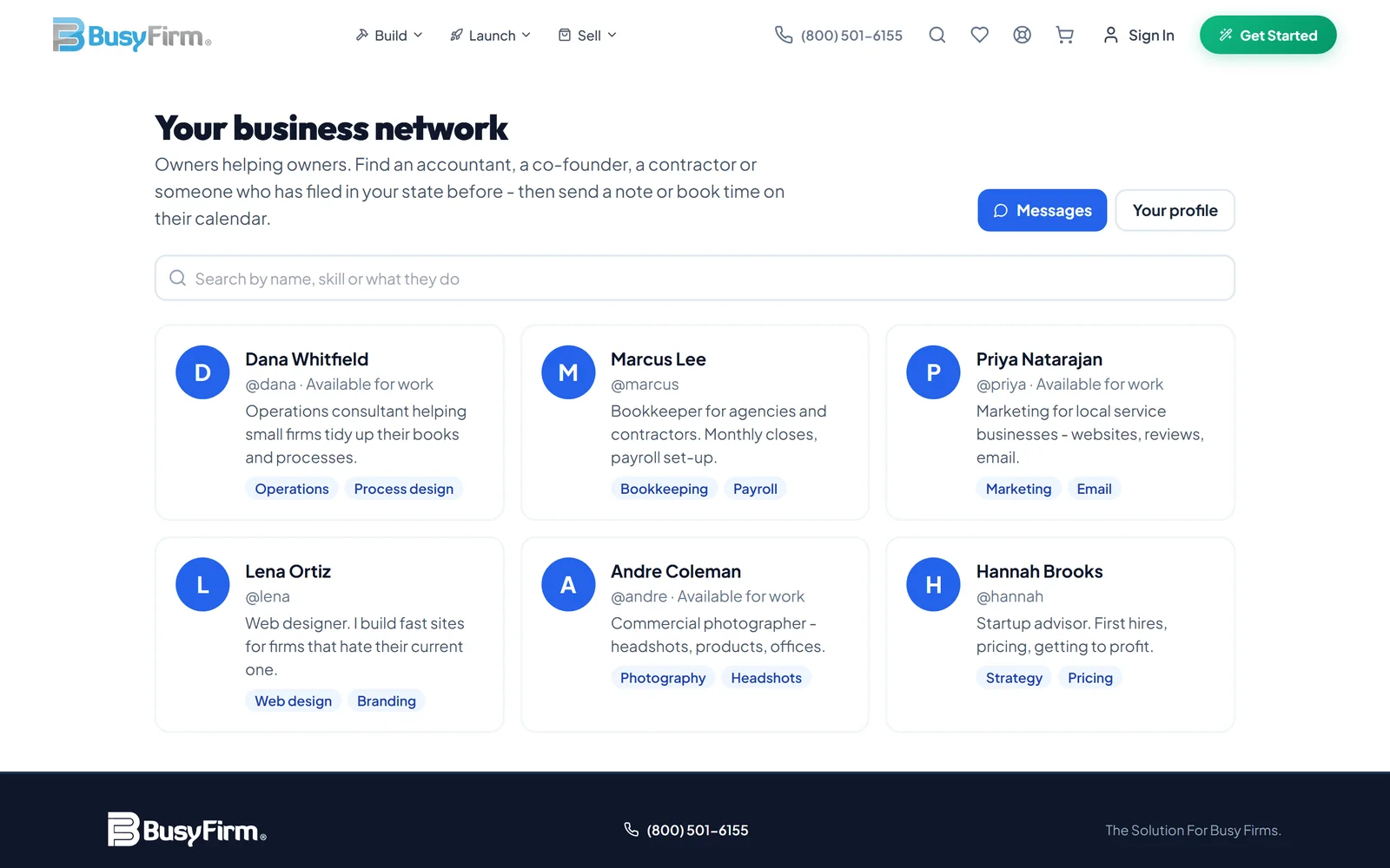 Find people to work with (sample members)