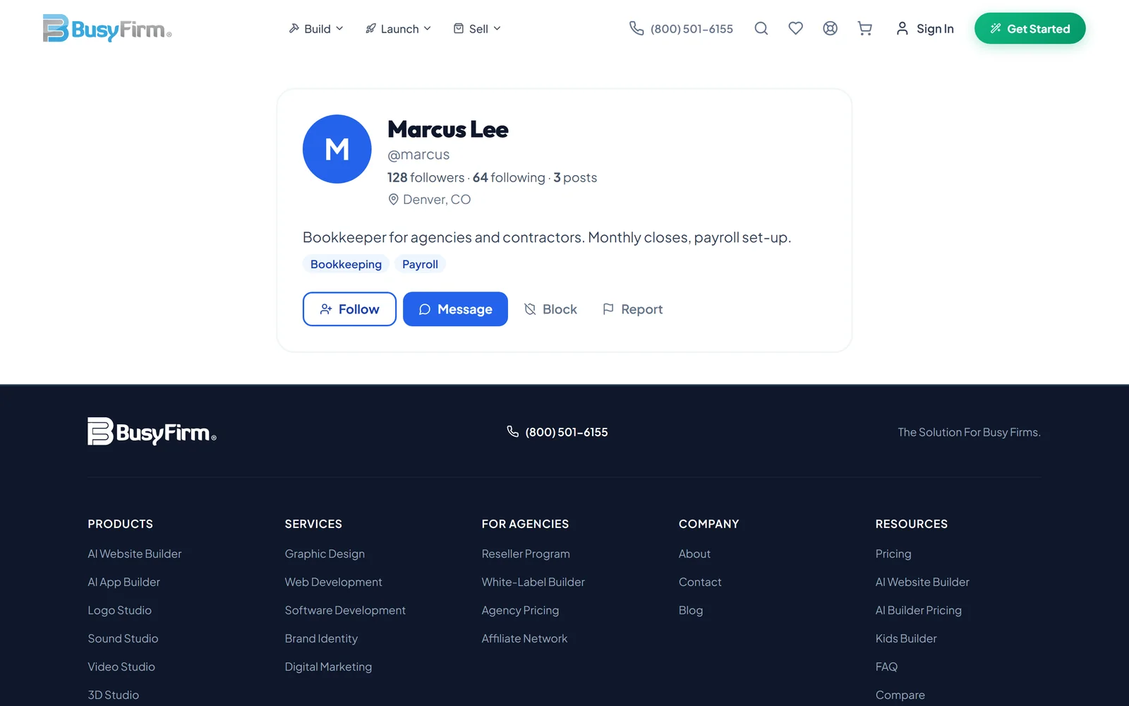 A member profile (sample)