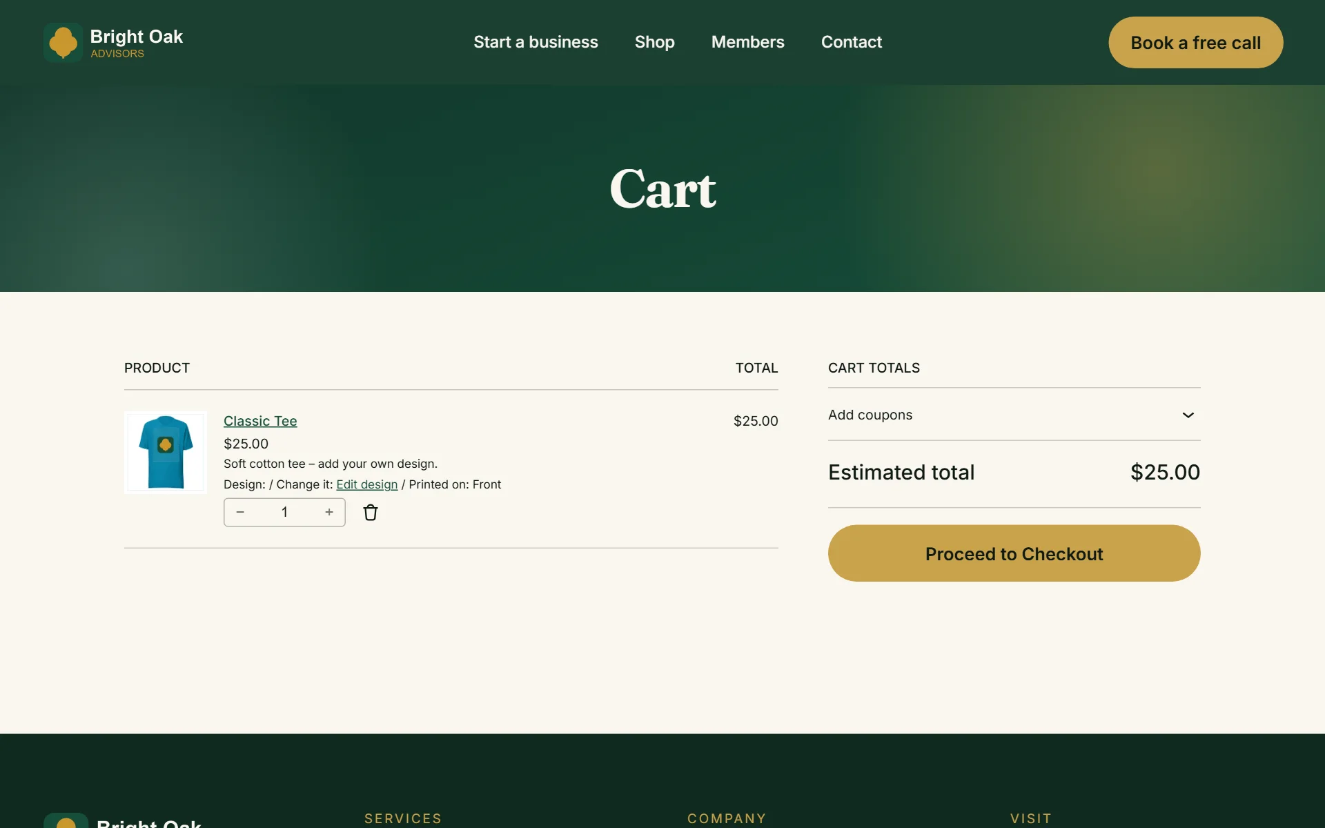 In your WooCommerce cart, with Edit design on the line