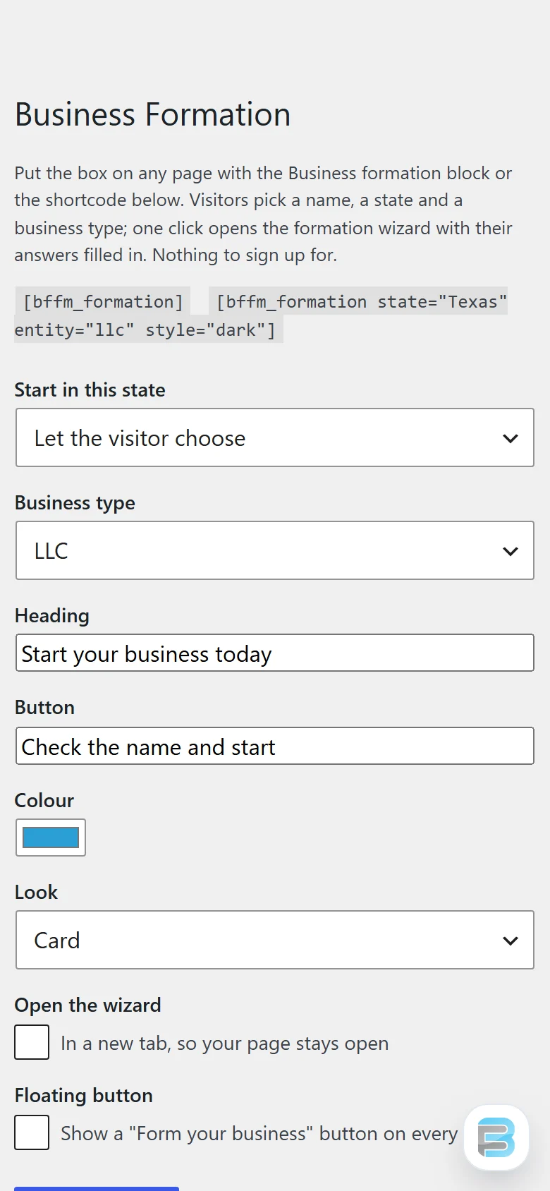 Your heading, button, colour and starting state